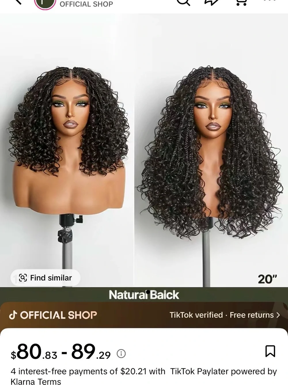 Natural Black Curly Lace Front Wig - 12”